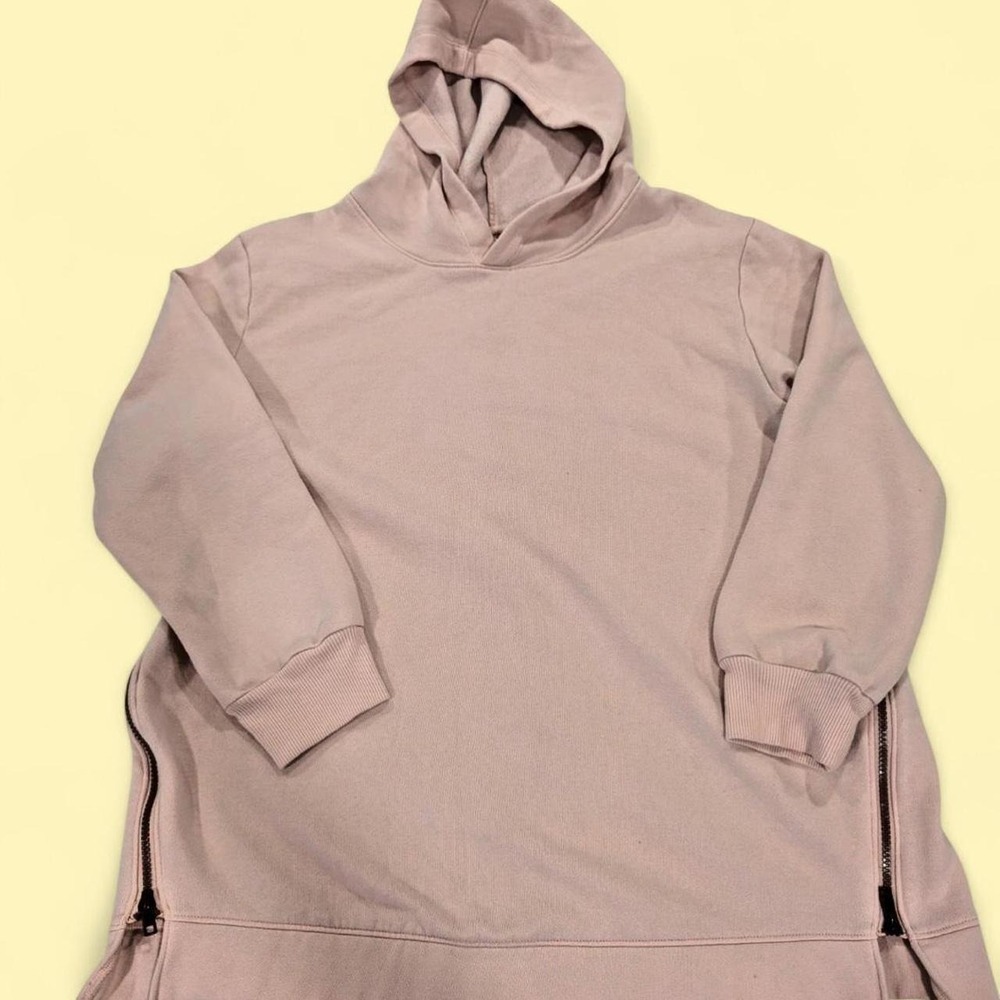 Isabel Maternity Blush Pink Side Zip Nursing Hoodie Fleece Pullover Size L